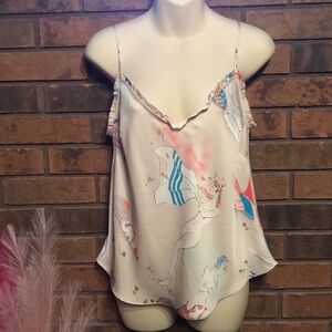 Aritzia Wilfred Silky Camisole tank top ruffled detail Bathing Ladies SZ M EUC